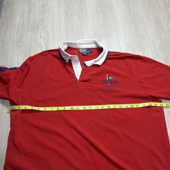 Vintage 90's Polo Ralph Lauren Rugby Shirt Yacht Club #3 Embroidered Mens XL Red - Picture 6 of 7